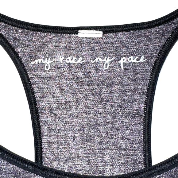 Lululemon Time To Sweat Heathered Black Grey My Race My Pace Tank Top Size 6 - Picture 5 of 11